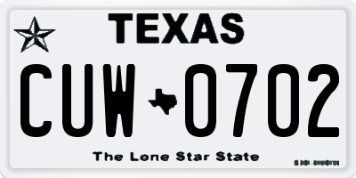 TX license plate CUW0702