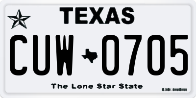 TX license plate CUW0705