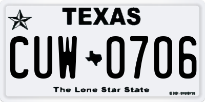 TX license plate CUW0706