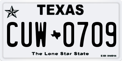 TX license plate CUW0709