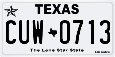 TX license plate CUW0713