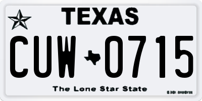TX license plate CUW0715