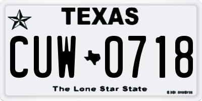 TX license plate CUW0718