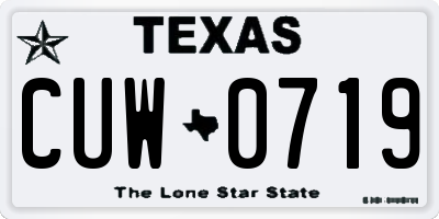 TX license plate CUW0719