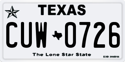 TX license plate CUW0726