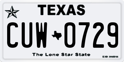 TX license plate CUW0729