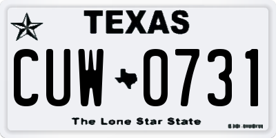 TX license plate CUW0731