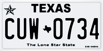 TX license plate CUW0734