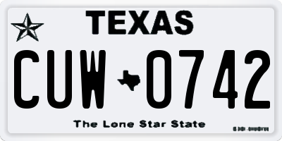 TX license plate CUW0742