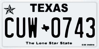 TX license plate CUW0743