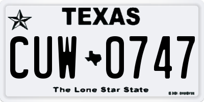 TX license plate CUW0747