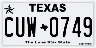 TX license plate CUW0749