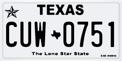 TX license plate CUW0751