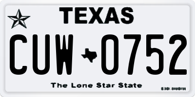 TX license plate CUW0752