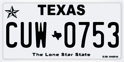 TX license plate CUW0753