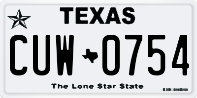 TX license plate CUW0754