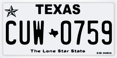 TX license plate CUW0759