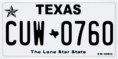 TX license plate CUW0760
