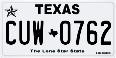 TX license plate CUW0762