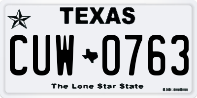 TX license plate CUW0763