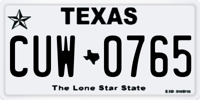 TX license plate CUW0765