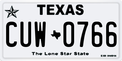 TX license plate CUW0766