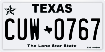 TX license plate CUW0767