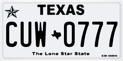TX license plate CUW0777