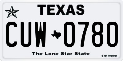TX license plate CUW0780