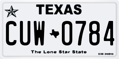 TX license plate CUW0784