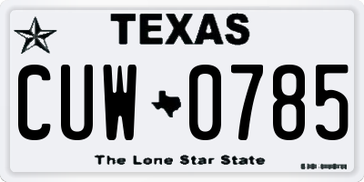 TX license plate CUW0785