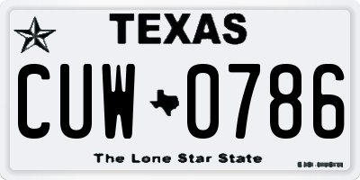 TX license plate CUW0786
