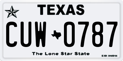 TX license plate CUW0787