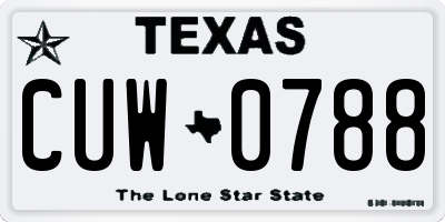 TX license plate CUW0788