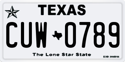 TX license plate CUW0789