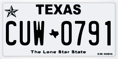 TX license plate CUW0791