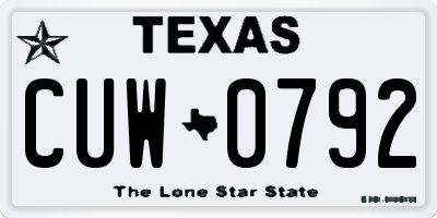 TX license plate CUW0792