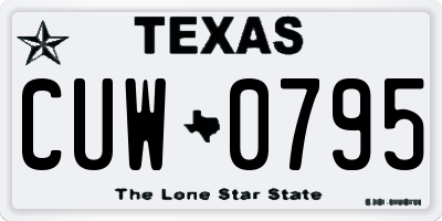 TX license plate CUW0795