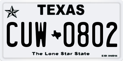 TX license plate CUW0802