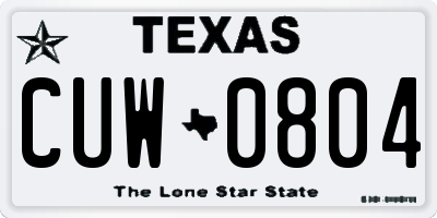 TX license plate CUW0804