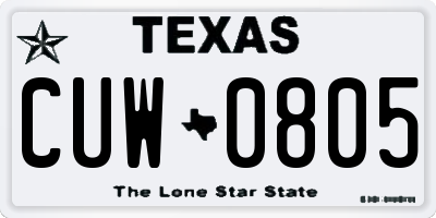 TX license plate CUW0805