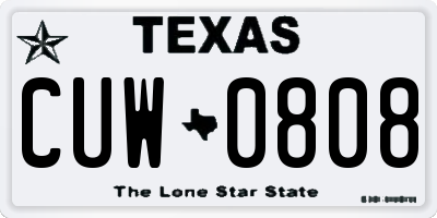 TX license plate CUW0808