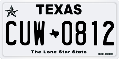 TX license plate CUW0812