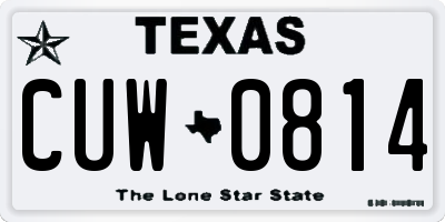 TX license plate CUW0814