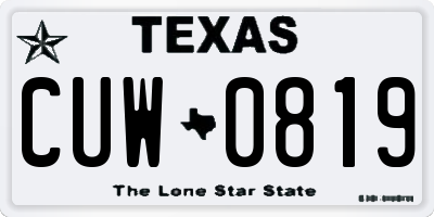 TX license plate CUW0819
