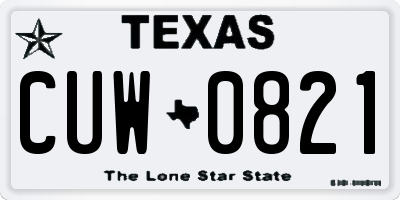 TX license plate CUW0821