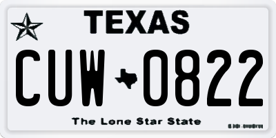 TX license plate CUW0822