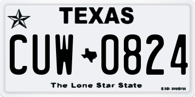 TX license plate CUW0824
