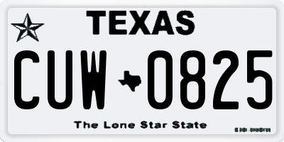 TX license plate CUW0825