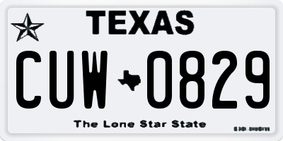 TX license plate CUW0829